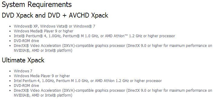 DVD Xpack System Requirements